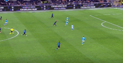 第9分钟，图拉姆助攻，迪马尔科小角度抽射远角破门，国米1-0那不勒斯